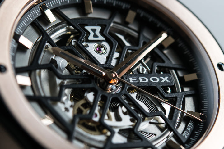 Edox Delfin Mecano 3 Hands Skeleton Watch