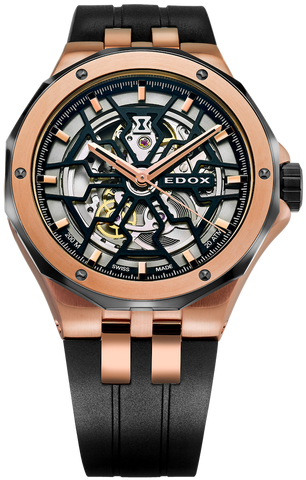 Edox Delfin Mecano 3 Hands Skeleton Watch
