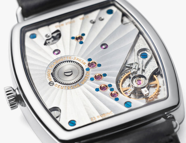 Nomos Glashutte Lux White Gold Light Blue Sapphire Crystal Watch