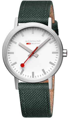 Mondaine Watch Classic Park Green Textile A660.30360.17SBS