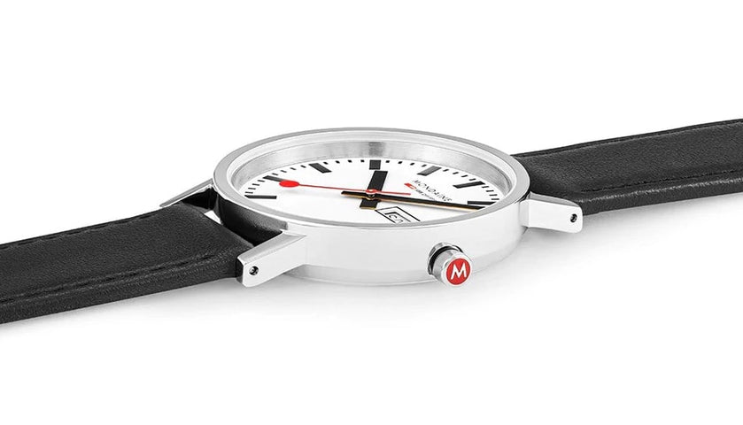Mondaine Classic Day Date Vegan Grape Leather Watch