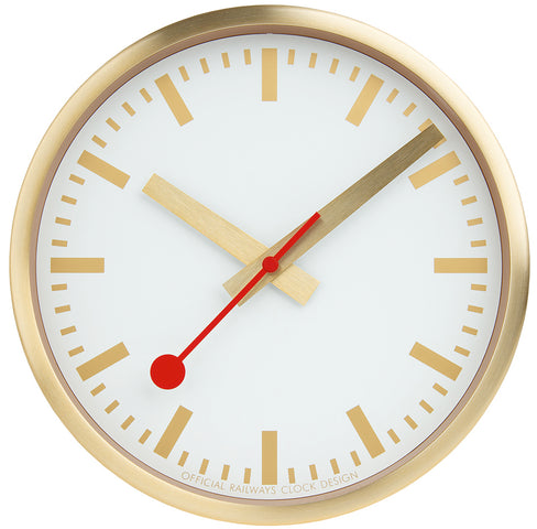 Mondaine Clock Pure Edition Aluminium Brushed Gold