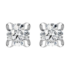 30183034 18ct White Gold 0.10ct Diamond Claw Set Solitaire Stud Earrings, BLC-182.
