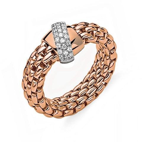 Fope Vendome 18ct Rose Gold 0.20ct Diamond Ring, AN542/BBR.