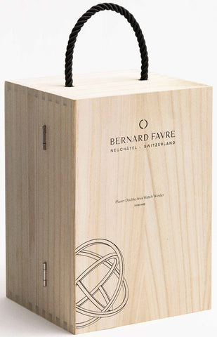 Bernard Favre Watch Winder Planet Double Axis Brown Leather Base White Stitch