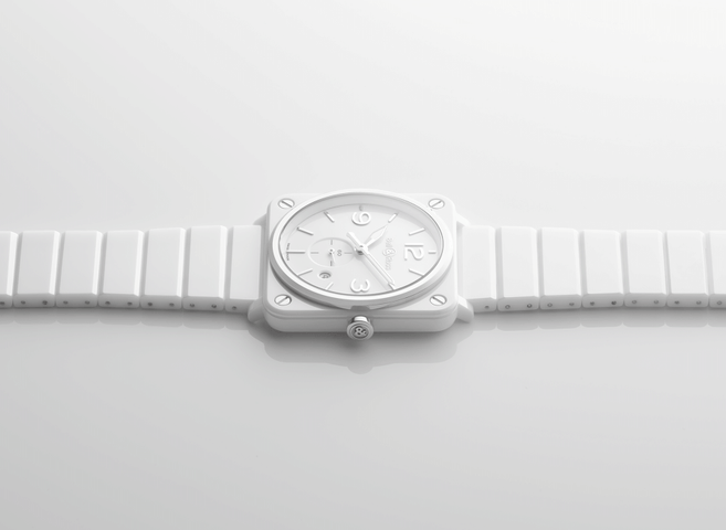 Bell & Ross Watch White Ceramic Quartz Diamond