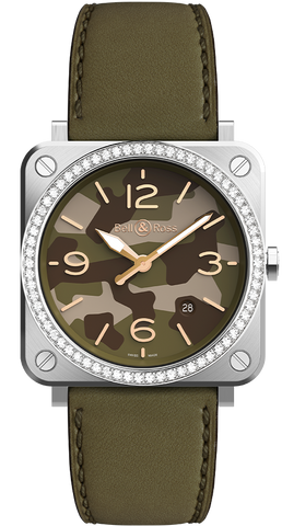 Bell & Ross Watch BR S Green Camo Diamond BRS-CK-ST-LGD/SCA