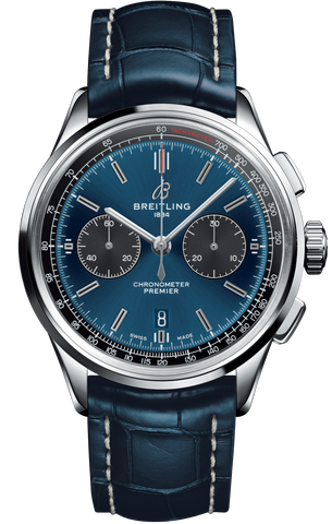 Breitling Watch Premier B01 Chronograph 42 Blue Croco Folding AB0118A61C1P1