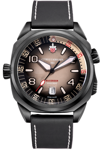 Cuervo y Sobrinos Watch Buceador Caribe Divers Black Coral 2860.3N