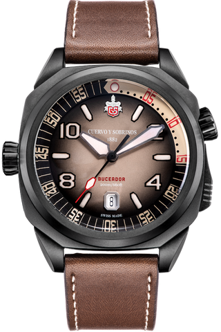 Cuervo y Sobrinos Buceador Caribe Divers Black Coral Watch