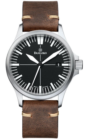 Damasko Watch DK 32 Black Vintage Mocha Leather Pin DK 32 Black Vintage Mocha Leather Pin