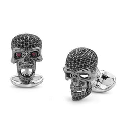 Deakin & Francis Sterling Silver Black Spinel Skull Cufflinks C1585X0002.
