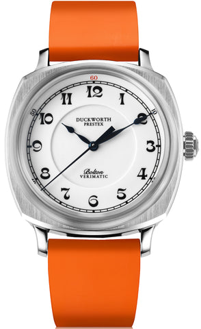Duckworth Prestex Watch Bolton Verimatic White Orange rubber D703-02-OR