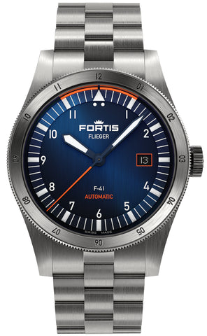 Fortis Watch Flieger F-41 Midnight Blue Bracelet F4220012