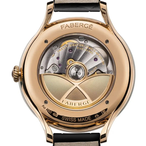 Faberge Flirt 18ct Rose Gold Black Dial Watch