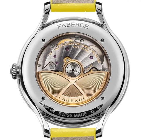 Faberge Flirt 18ct White Gold Yellow Dial Watch