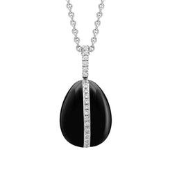Faberge 18ct White Gold Diamond Whitby Jet Pendant Limited Edition