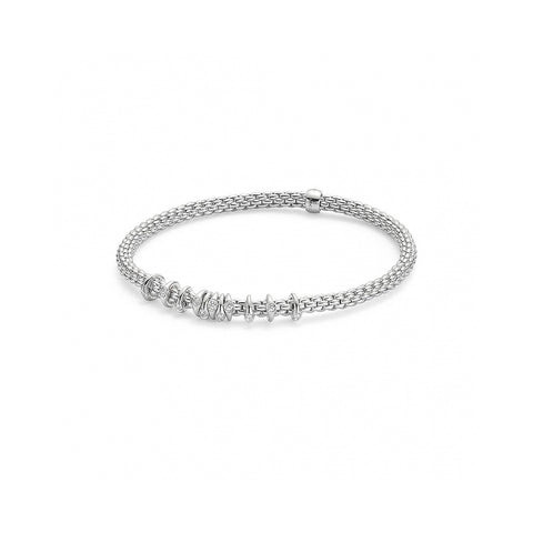 Fope Flex'it Prima 18ct White Gold 0.15ct Diamond Bracelet