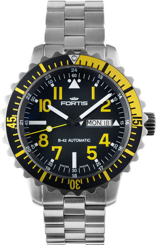 Fortis Watch B-42 Marinemaster Yellow Day Date 670.24.14 M