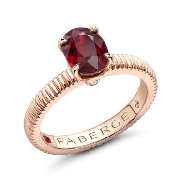 Faberge Colours of Love 18ct Rose Gold Ruby Diamond Fluted Ring, 831RG1638