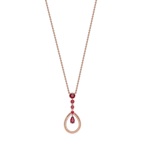 Faberge Colours of Love 18ct Rose Gold Ruby Fluted Teardrop Pendant 1737PE3012