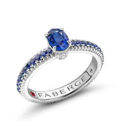 Faberge Colours of Love 18ct White Gold Blue Sapphire Fluted Ring 2746