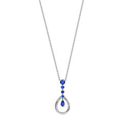 Faberge Colours of Love 18ct White Gold Sapphire Fluted Teardrop Pendant 1737PE3013