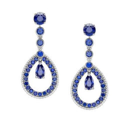 Faberge Colours of Love 18ct White Gold Sapphire Teardrop Earrings, 2542