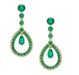 Faberge Colours of Love 18ct Yellow Gold Emerald Teardrop Earrings, 2544
