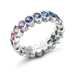 Faberge Colours of Love Cosmic Curve 18ct White Gold Rainbow Multicoloured Gemstone Eternity Ring 1513RG3022