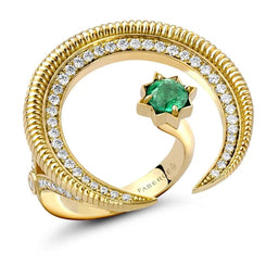 Faberge Colours of Love Hilal 18ct Gold Emerald Diamond Ring