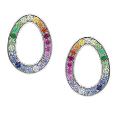 Faberge Colours of Love Sasha 18ct White Gold Rainbow Gemstone Egg Earrings