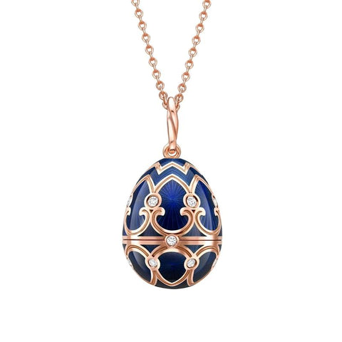 Faberge Heritage Rose Gold Dark Blue Locket with Polar Bear Surprise 2982