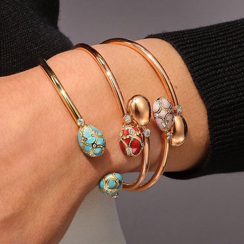 Faberge Palais Tsarskoye Selo 18ct Rose Gold Diamond Crossover Bangle 1058BT1896