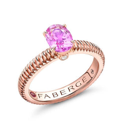 Faberge Three Colours Of Love 18ct Rose Gold Pink Sapphire Fluted Ring 845RG2741