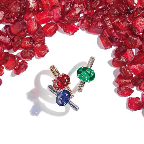 Faberge Three Colours of Love 18ct White Gold Blue Sapphire Fluted Ring 2746