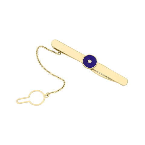 Faberge Victor Mayer 18ct Yellow Gold Blue Enamel Tie Pin, F2349_BL_