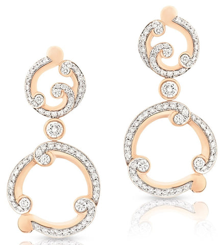 Faberge Rococo 18ct Rose Gold Pave Diamond Drop Earrings 667EA1417