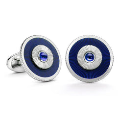 Faberge 18ct White Gold Sapphire Blue Enamel Cufflinks 821CU1673