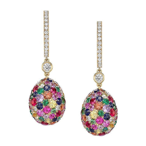 Faberge Emotion 18ct Yellow Gold Multi-Coloured Drop Earrings 1064EA1886.