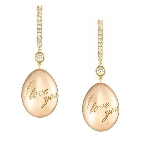 Faberge Imperial 18ct Yellow Gold Diamond Simple I Love You Earrings 1188EA2114