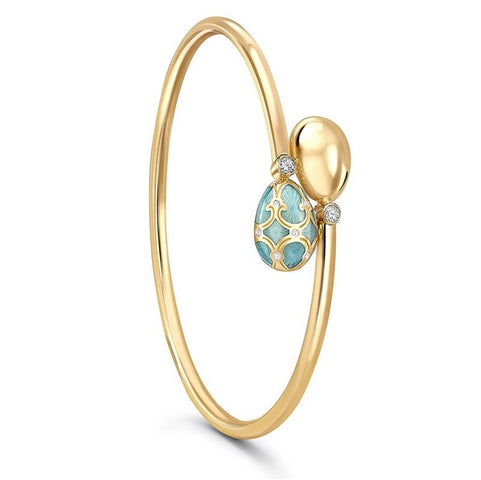 Faberge Palais Tsarskoye Selo 18ct Yellow Gold Turquoise Crossover Bangle 1058BT1991