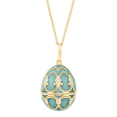 Faberge Palais Tsarskoye Selo Yellow Gold Diamond Turquoise Pendant 173FP1349