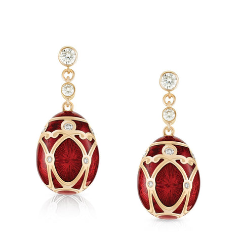Faberge Palais Yelagin 18ct Rose Gold Diamond Red Earrings 389EA1863