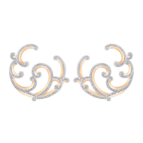 Faberge Rococo 18ct Rose Gold Pave Diamond Hoop Earrings 499EA1920