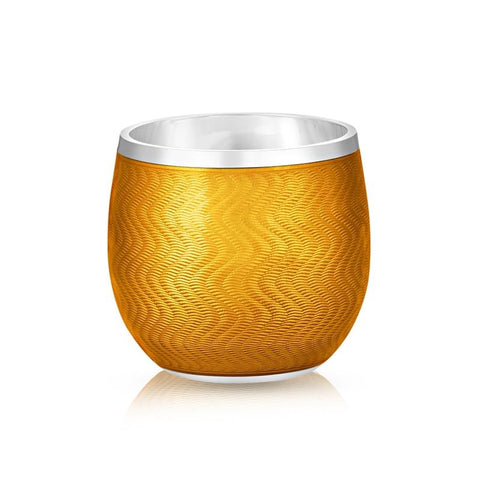 Faberge Sterling Silver Orange Guilloche Vitreous Enamel Shot Glass 332DA795