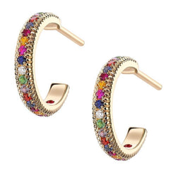 Faberge Three Colours of Love 18ct Yellow Gold Multi Stone Fluted Hoop Earrings 2364