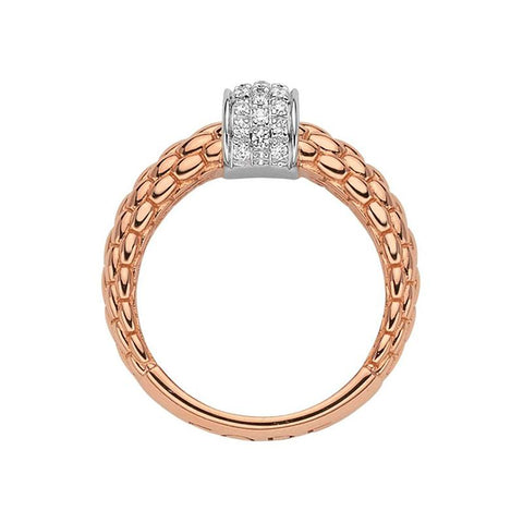 Fope Flex'it Solo 18ct Rose Gold 0.20ct Diamond Ring, AN635/PAVE.