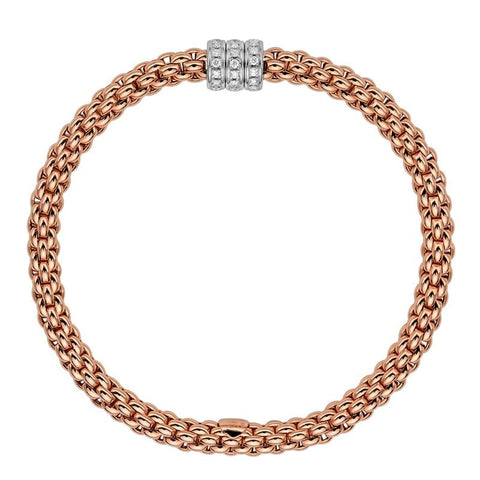 Fope Flex'it Solo 18ct Rose Gold 0.30ct Diamond Bracelet, 623B/BBR.