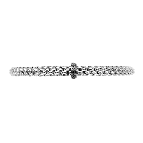 Fope Flex'it Solo 18ct White Gold 0.11ct Black Diamond Bracelet, 620B/BBR1.